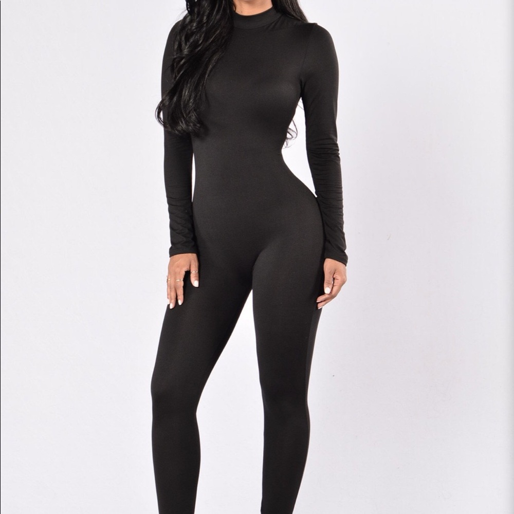 All black one-piece jumpsuit